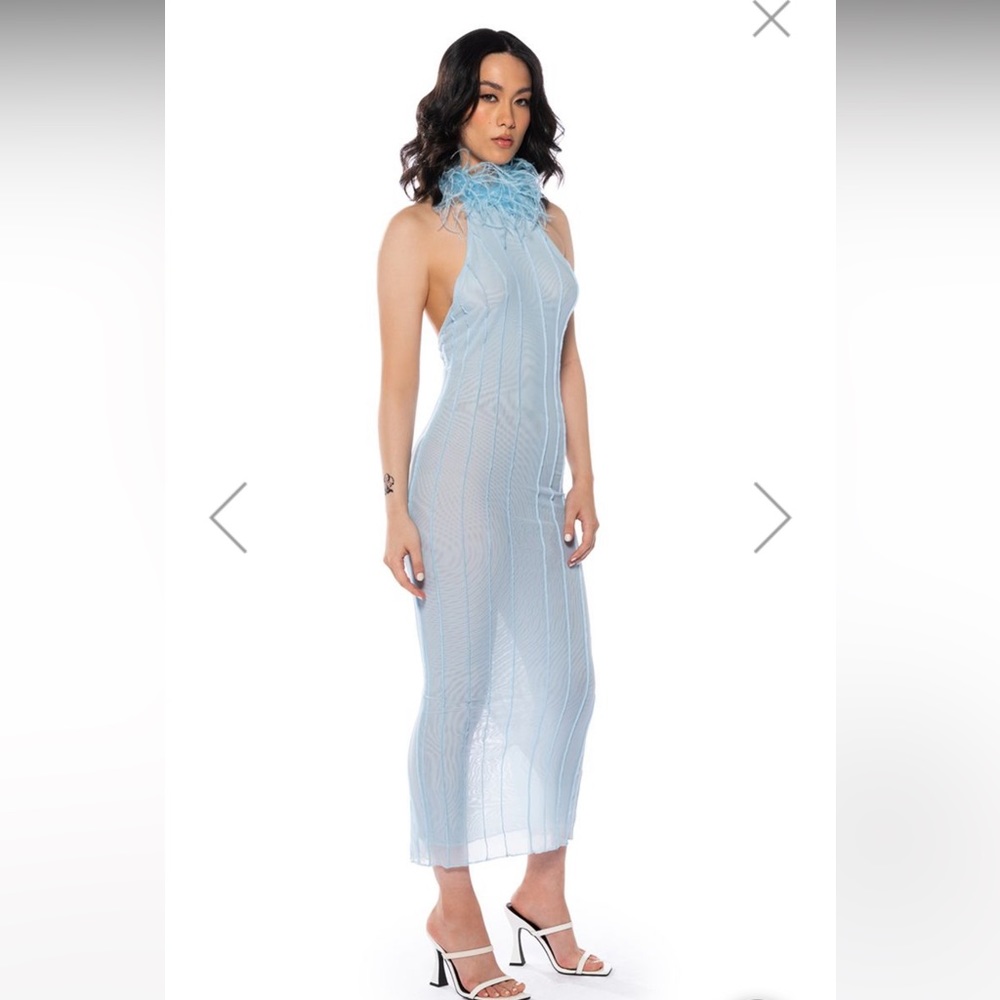 Akira light blue feather dress